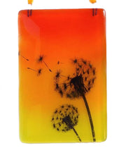 Load image into Gallery viewer, Eva Glass Design Orange and yellow dandelion fused glass suncatcher (EGD DDSC)
