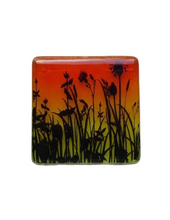 Load image into Gallery viewer, Eva Glass Design Orange and yellow flower meadow fused glass coaster (EGD  CBF)