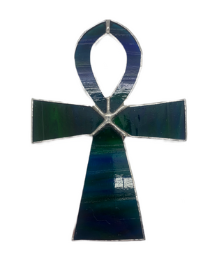 Liz Browning Glass Creations Ankh stained glass hanging