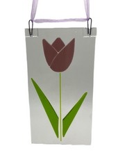 Load image into Gallery viewer, Eva Glass Design purple tulip fused glass sun catcher (EGD TUP)