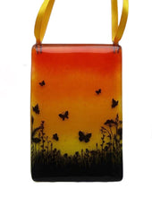 Load image into Gallery viewer, EvaGlass Design Orange and yellow butterfly meadow fused glass suncatcher (EGD BFSC)