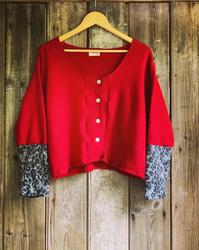 Nimpy Clothing Upcycled 100% cashmere Scarlett leopard short cardigan medium (Nimpy)