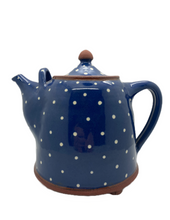 Load image into Gallery viewer, Bridget Williams Pottery large blue polka dot tea pot