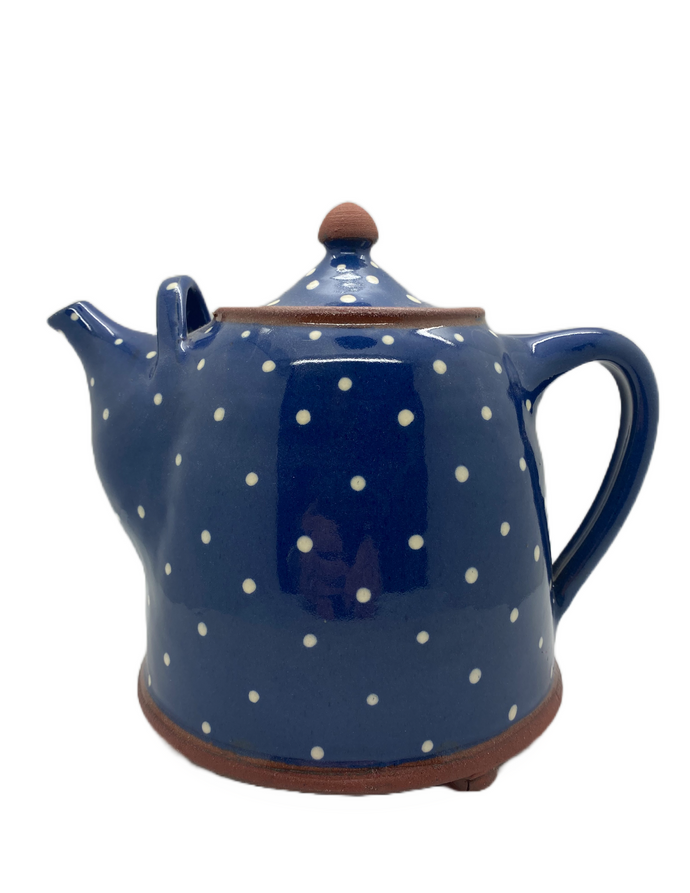 Bridget Williams Pottery large blue polka dot tea pot