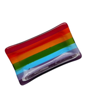 Load image into Gallery viewer, Eva Glass Design Rainbow fused glass soap dish (EGD SDR)