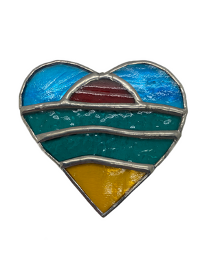 Liz Browning Glass Creations stained glass sunset heart hanging