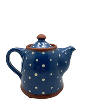 Load image into Gallery viewer, Bridget Williams Pottery small blue polka dot tea pot (BW13P)