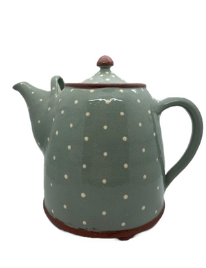 Bridget Williams Pottery extra large retro grey polka tea pot
