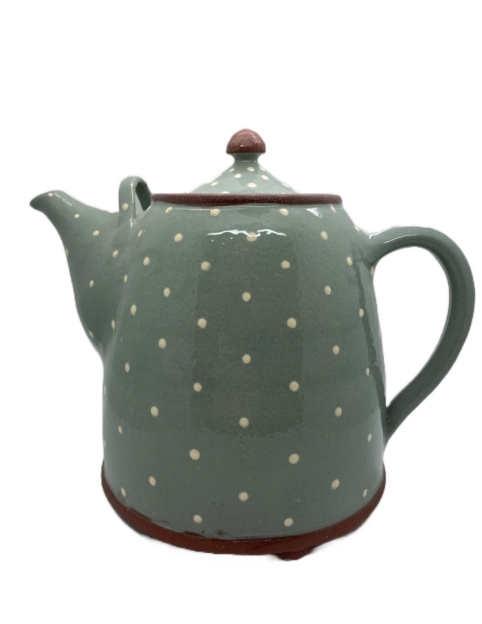 Bridget Williams Pottery extra large retro grey polka tea pot
