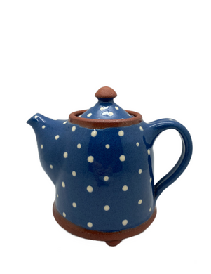 Bridget Williams Pottery small blue polka dot tea pot (BW13P)