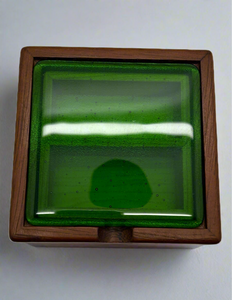 Flexen Iroko box with fused glass lid