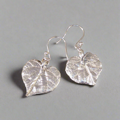 Jane Vernon Fine silver small eastern redbud leaf earrings A55