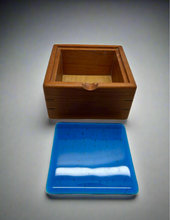 Load image into Gallery viewer, Flexen Cherry box with blue fused glass lid