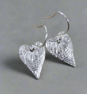 Jane Vernon Fine silver textured tiny heart-shaped earrings