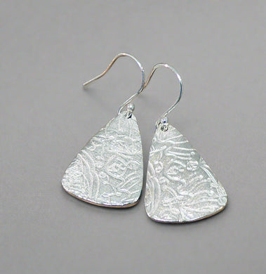 Jane Vernon Fine silver textured medium triangle earrings C14
