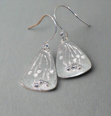 Jane Vernon Fine silver small textured triangle earrings C15
