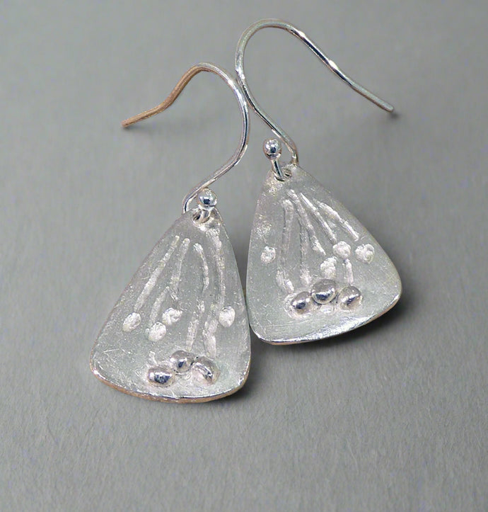 Jane Vernon Fine silver small textured triangle earrings C15