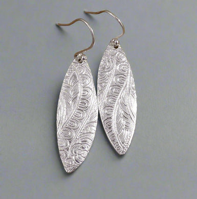 Jane Vernon Fine silver long pointy textured earrings