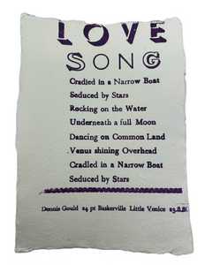 Dennis Gould “Love Song” letter press print A5