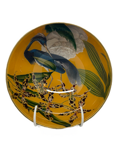 Alex Stewart Carter “Heron, Orchid yellow” Decoupage glass bowl