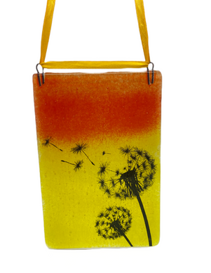 Eva Glass Design Orange and yellow dandelion fused glass suncatcher (EGD DDSC)