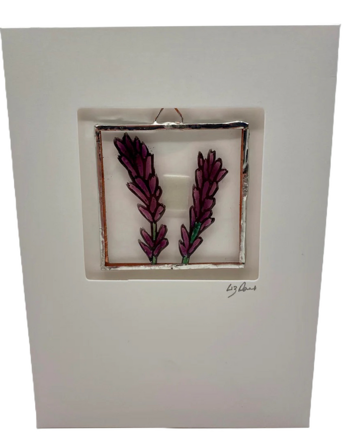 Liz Dart Stained Glass Lavender stained glass greetings card (LD)