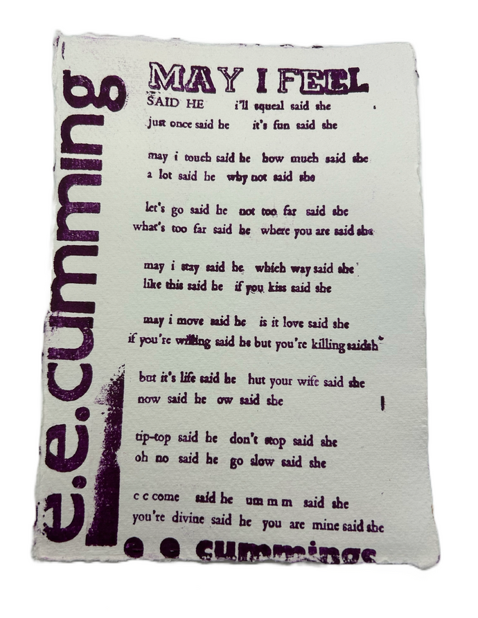Dennis Gould “May I Feel” letter press print A5
