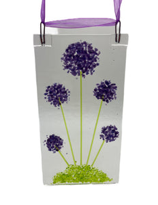 EvaGlass Design purple flower fused glass sun catcher (EGD ALGP)