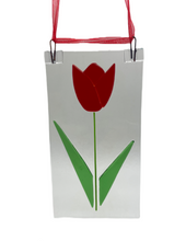Load image into Gallery viewer, Eva Glass Design red tulip fused glass suncatcher
