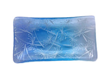 Load image into Gallery viewer, Eva Glass Design Blue and white dandelion clocks fused glass soap dish (EGD