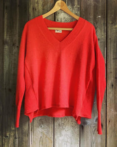 Nimpy Clothing Upcycled 100% cashmere neon peach boxy jumper small/medium