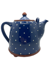 Load image into Gallery viewer, Bridget Williams Pottery large blue polka dot tea pot (BW4p)