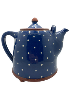Bridget Williams Pottery large blue polka dot tea pot (BW4p)