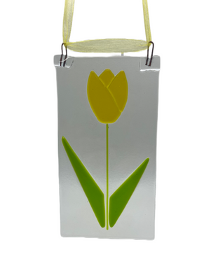 Eva Glass Design yellow tulip fused glass sun catcher (EGD TUY)
