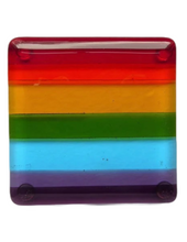 Load image into Gallery viewer, EvaGlass Design Rainbow  fused glass coaster (EGD  CRB)