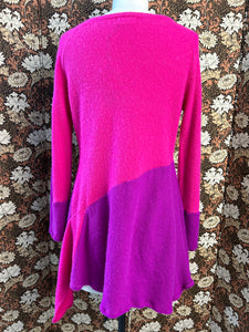 Nimpy Clothing upcycled 100% cashmere hot pink and fusia bell sleeve jumper small medium
