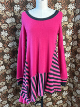 Load image into Gallery viewer, Nimpy Clothing Upcycled 100% cashmere pink and stripes long jumper small/medium