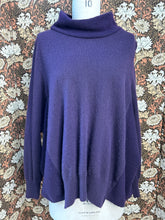 Load image into Gallery viewer, Nimpy Clothing upcycled 100% cashmere deep purple boxy jumper large front 