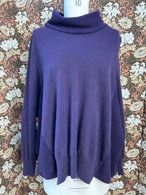 Nimpy Clothing upcycled 100% cashmere deep purple boxy jumper large front 