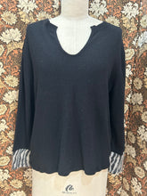 Load image into Gallery viewer, Nimpy Clothing upcycled 100% cashmere black and zebra jumper medium large front 