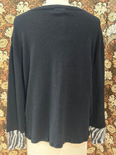 Load image into Gallery viewer, Nimpy Clothing upcycled 100% cashmere black and zebra jumper medium large back 