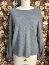 Load image into Gallery viewer, Nimpy Clothing upcycled 100% cashmere grey bell sleeve jumper medium front 