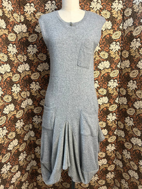 Nimpy Clothing upcycled 100% cashmere long grey tulip dress front 