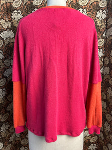 Nimpy Clothing Upcycled 100% cashmere cherry and orange boxy pocket jumper medium back