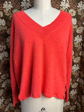 Load image into Gallery viewer, Nimpy Clothing Upcycled 100% cashmere neon peach boxy jumper small/medium front 