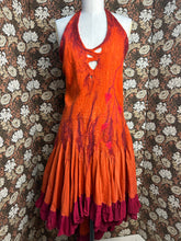 Load image into Gallery viewer, Nimpy Clothing hand felted nuno halter neck ruffles dress merino and silk on cotton small/medium front