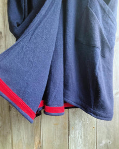 Nimpy clothing upcycled 100% cashmere Midnight and scarlet long coatigan medium/large