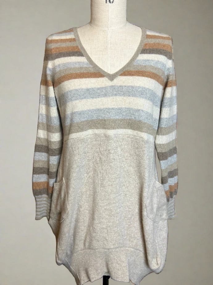 Nimpy Clothing upcycled 100% cashmere stripped “mint humbug” pocket dress small/medium