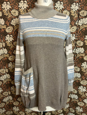 Nimpy Clothing upcycled 100% cashmere turtleneck “mint humbug” pocket dress” small/medium