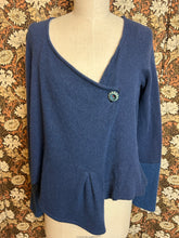 Load image into Gallery viewer, Nimpy Clothing upcycled 100% cashmere blue short cardigan small
